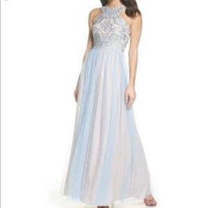 Morgan & Co. Light Blue and White Prom Dress
